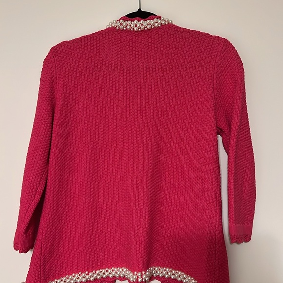 Boston Proper. Crochet Pink Perl Cardigan. Size S. - Picture 2 of 7